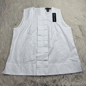 NWT Peace of Cloth Women's M Pleated Cotton Sleeveless Blouse Preppy Old Money